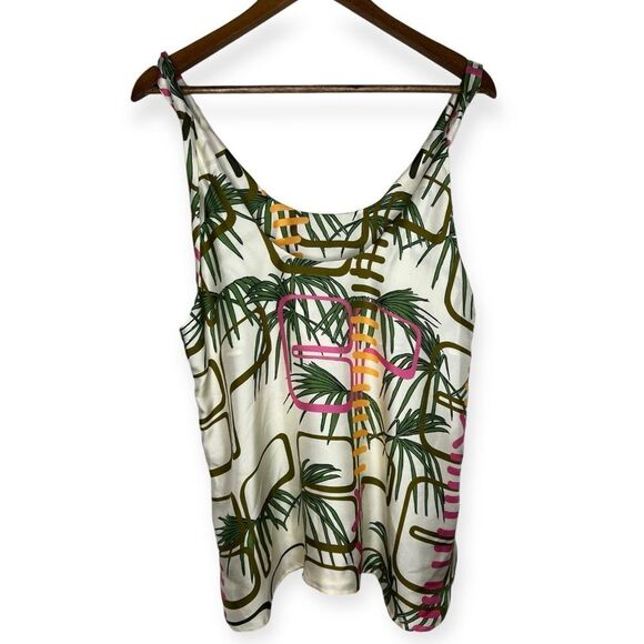 Be Parisian 100% French Silk Twist Tank Top Blouse Botanical Floral XSmall Small - Picture 4 of 10